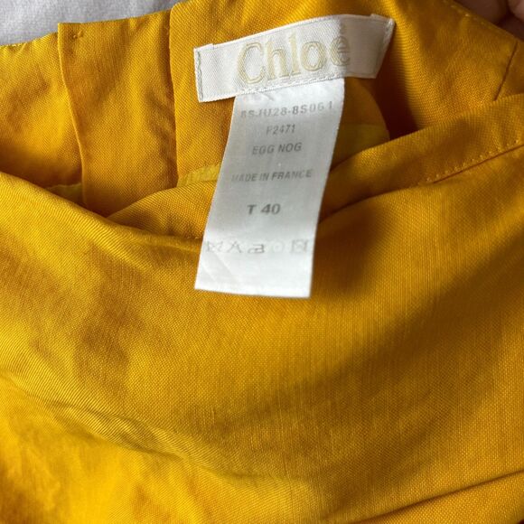 Chloe Egg Nog Yellow Origami Pleat Silk Mini Skirt Size 40T / 8 Tall US - Picture 4 of 8